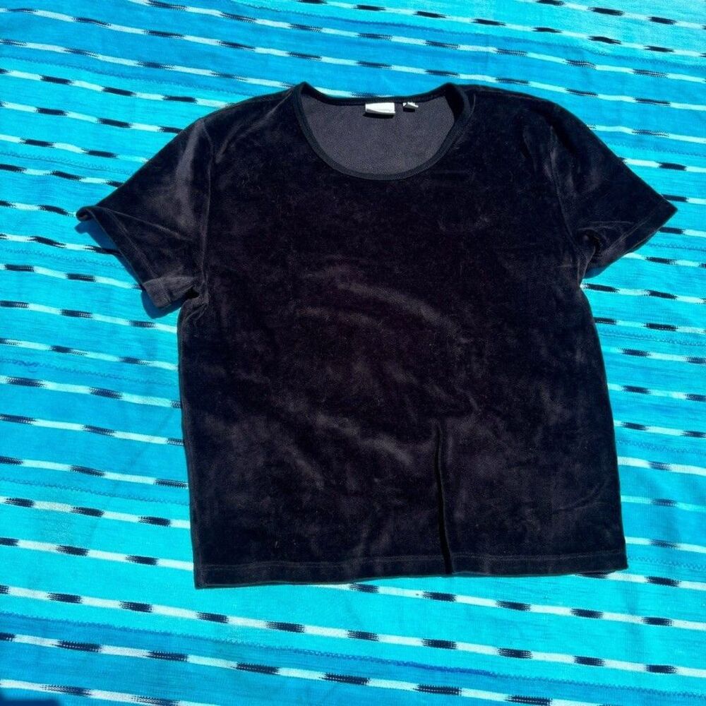 Aritzia Sunday Best Black Velvet Short Sleeve Tee Velour Top M